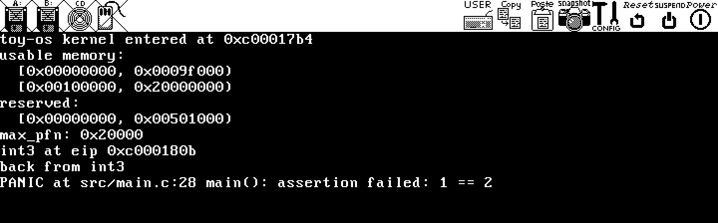 Bochs: usable memory 0x0-0x9F000 and 0x100000-0x20000000, reserved 0x0-0x501000, max_pfn 0x20000